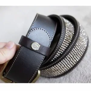 Otto Schumacher equestrian leather belt crystals and stones OTTO SCHUMACHER BELT IN BAROQUE WHITE WITH CRYSTALS – Horse  main image 4